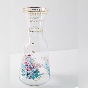 Anthropologie Gilded Journey Floral Ciao Bella! Bonjour‎ Gold Leaf Carafe
